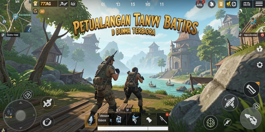 Screenshot gameplay 77AG yang menampilkan petualangan di dunia terbuka yang luas.