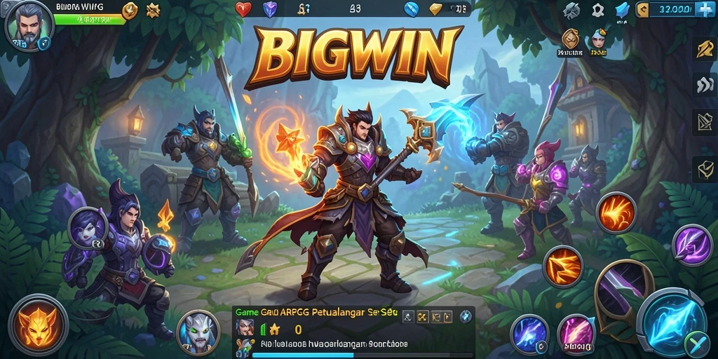Screenshot gameplay BIGWIN menampilkan pertarungan seru dan karakter menarik dalam dunia ARPG.