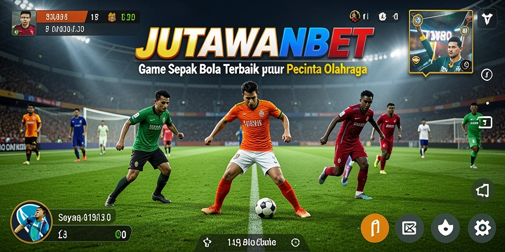 Screenshot gameplay JUTAWANBET menunjukkan aksi seru di lapangan hijau.