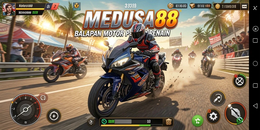 Tampilkan gameplay seru balapan motor di MEDUSA88.
