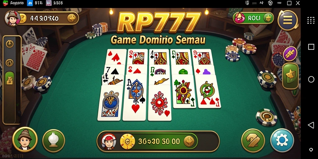 Screenshot utama RP777 menampilkan gameplay seru Domino.
