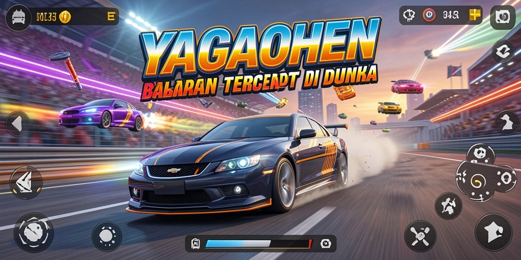 Tampilan gameplay YAGAOHEN dengan aksi balapan yang menegangkan.